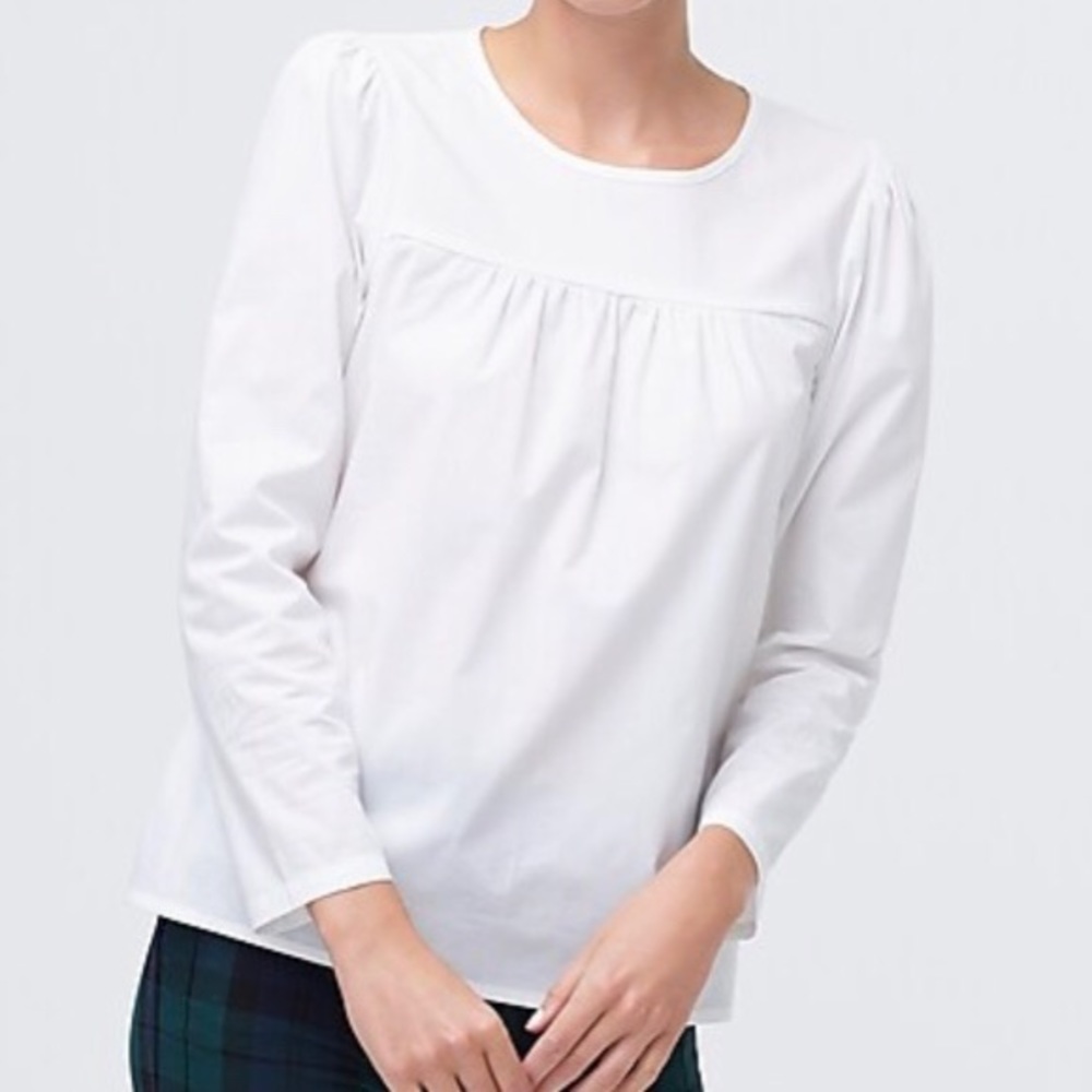 J. Crew Puff Long Sleeve Stretch Cotton Top